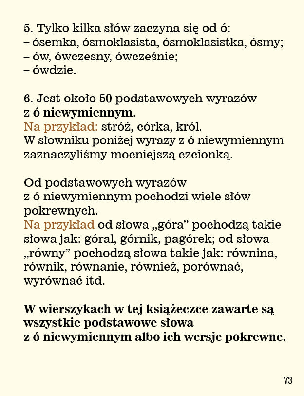 Ortografia w wierszykach Ó